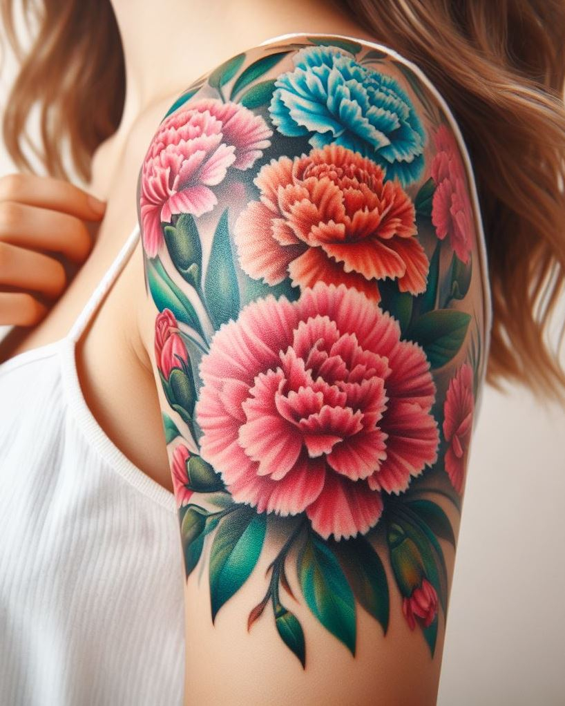 Brighten up your January with a carnation bouquet tattoo. Symbolizing deep love and admiration, these flowers are a beautiful way to celebrate your birth month!