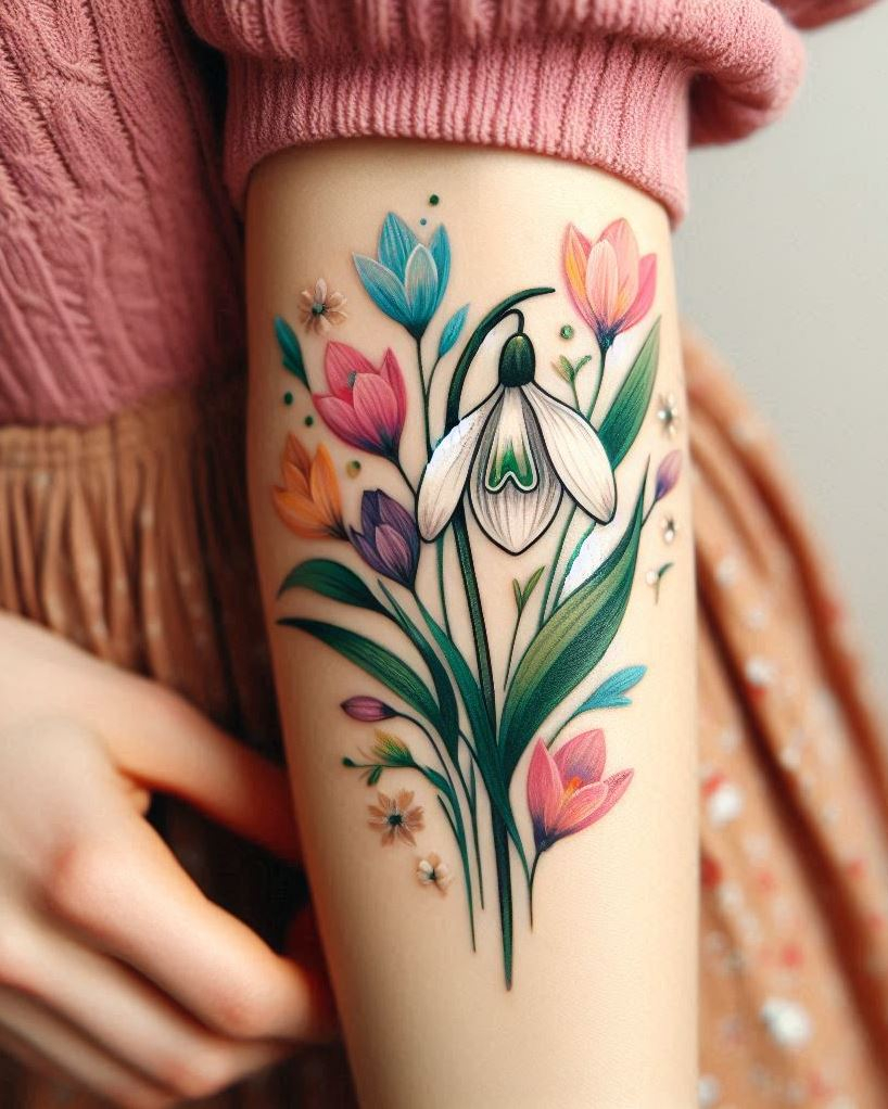 Show off your January roots with a snowdrop tattoo. These beautiful flowers are the perfect tribute to new beginnings!