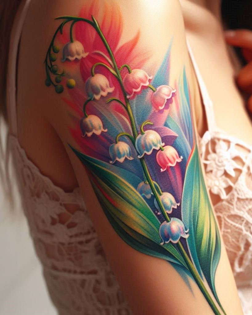 Celebrate May with a delicate lily of the valley stem tattoo. These elegant flowers symbolize sweetness and humility, adding a touch of timeless beauty to your ink!