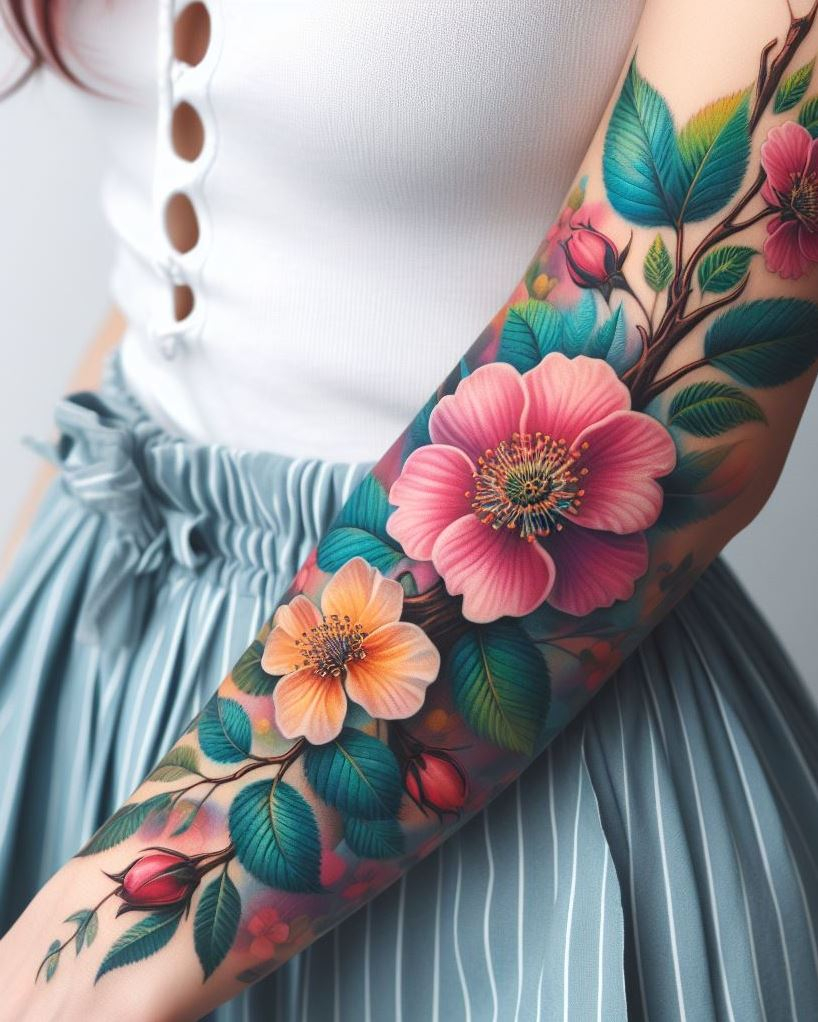 Birth Flowers Tattoos: Celebrate May with a striking hawthorn branch tattoo. These elegant flowers symbolize hope and strength, adding a touch of natural beauty and resilience to your ink!