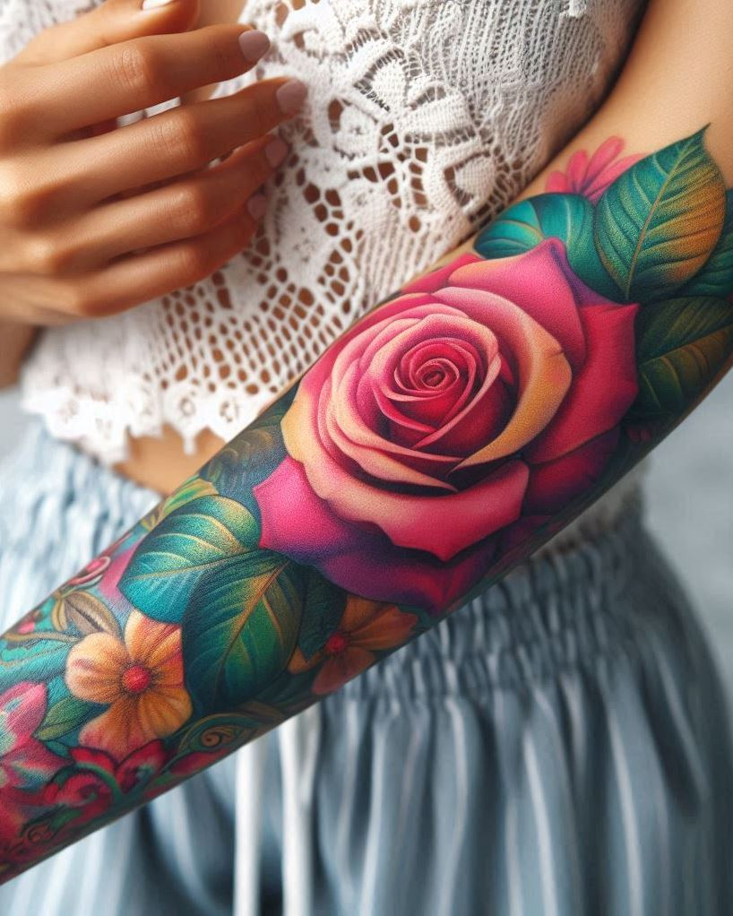 Celebrate June with a single rose tattoo. This timeless bloom captures the essence of love and beauty, adding a touch of classic elegance to your ink!