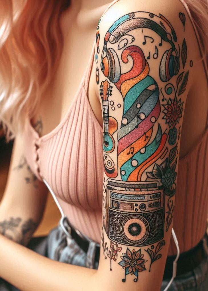 Looking for a tattoo that sings to your soul? These abstract music tattoos blend artistry and rhythm, perfect for any music lover!