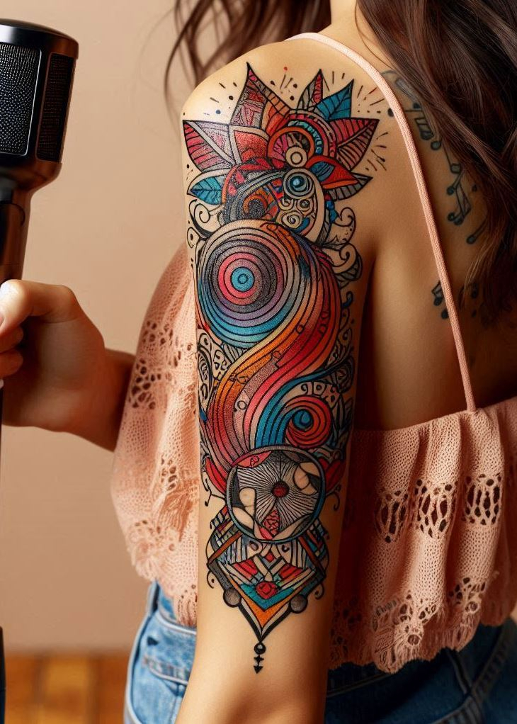 Turn your passion for music into art with these stunning abstract tattoos. Each design is a unique harmony of creativity and sound.