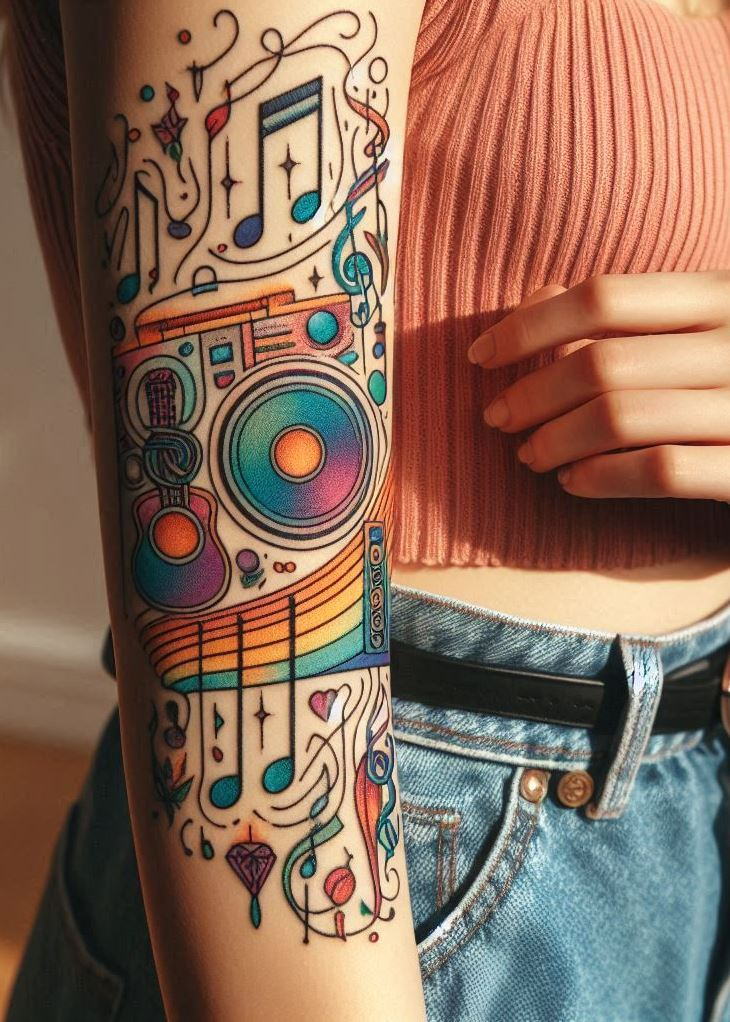 Get inspired by these abstract music tattoos that hit all the right notes. Ideal for music enthusiasts looking for unique ink!