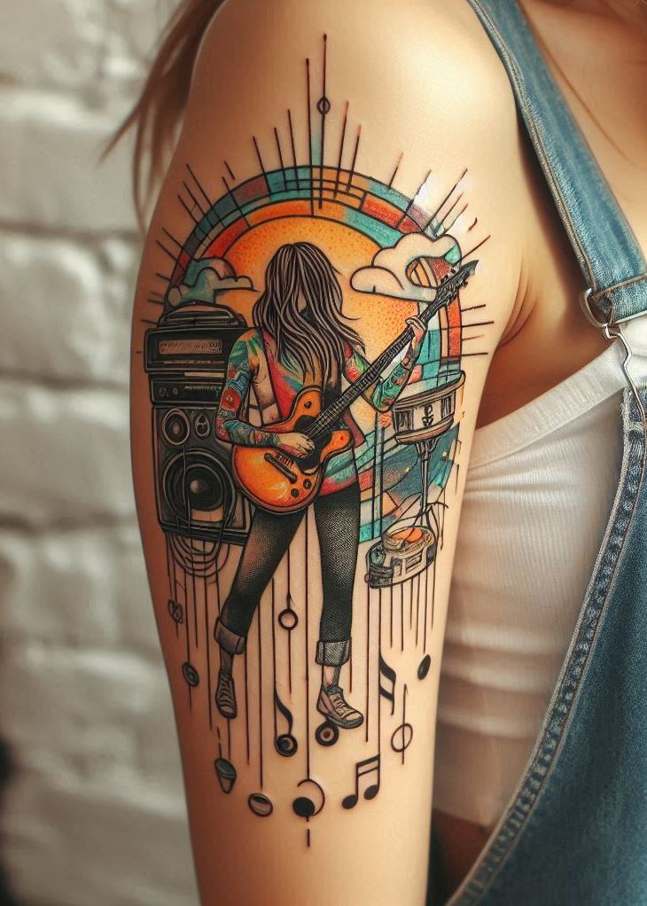 For the love of music and art, explore these abstract tattoos that blend rhythm and creativity in perfect harmony.
