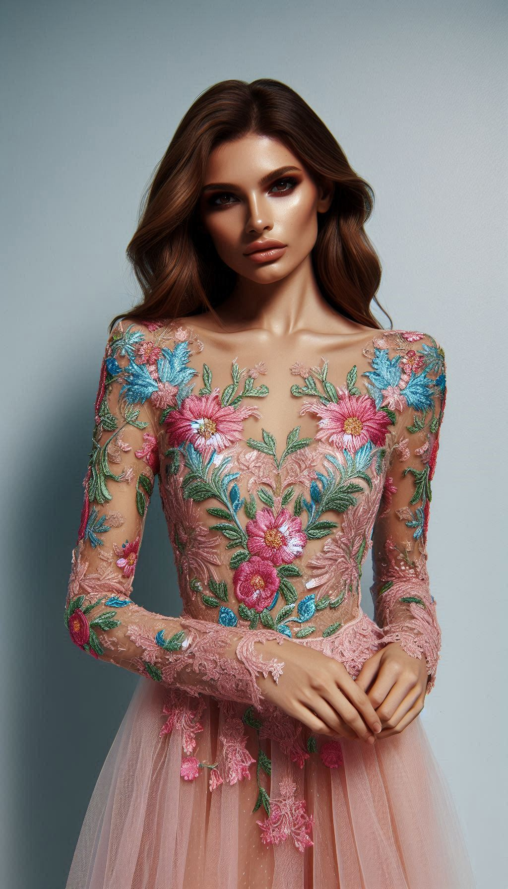 Be the belle of the ball in this stunning Babilicious pink and peach floral lace dress. It's an instant classic!