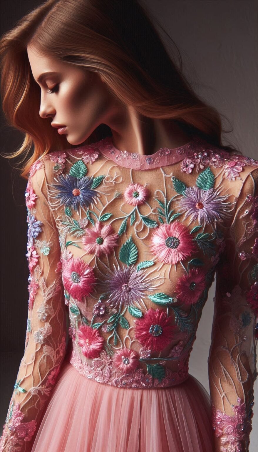 Luxury Beauty Embroidered Floral Lace Jewel Buttons Pocket Belted Mini Dress main image 0