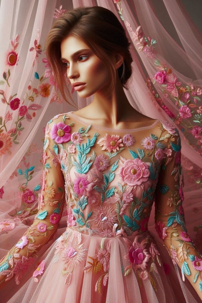 Floral Lace Embroidered Short Dress