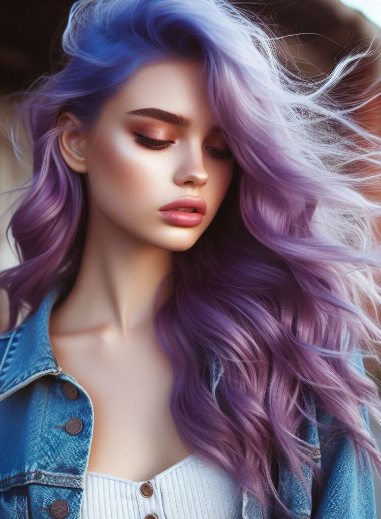 Transform your hair with blue and lavender ombre. A whimsical and vibrant trend that’s sure to turn heads and capture hearts!