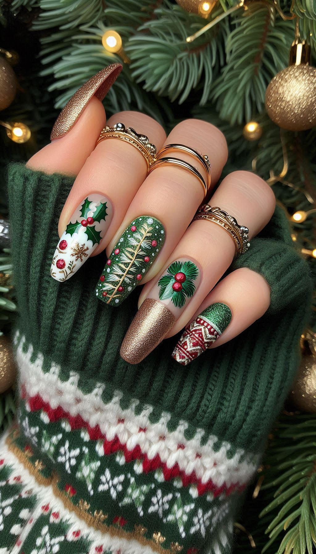 75+ Christmas Nail Art Ideas: Dazzling Holiday Styles | Pocoko Deck your nails with boughs of holly! These festive designs bring the magic of Christmas decorations right to your fingertips.