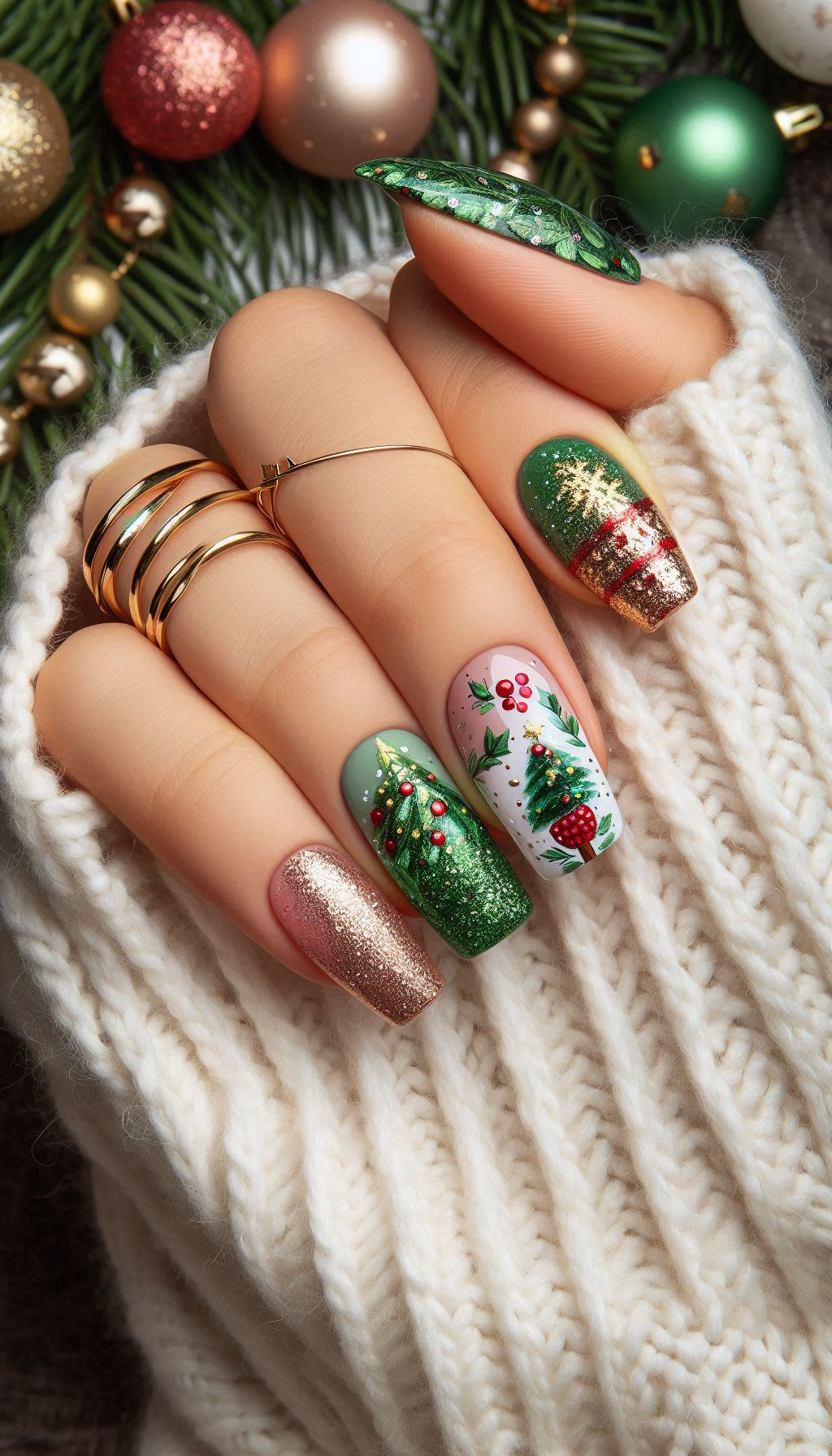 75+ Christmas Nail Art Ideas: Dazzling Holiday Styles | Pocoko From twinkling lights to glittering baubles, these Christmas-themed nails are all about spreading holiday joy and sparkle.