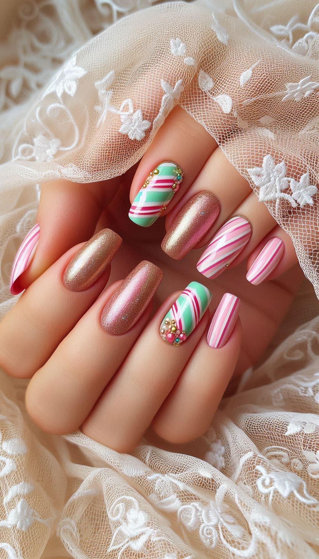 75+ Christmas Nail Art Ideas: Dazzling Holiday Styles | Pocoko Christmas Nail Art Ideas: Indulge your sweet tooth with Christmas candy-themed nail art! From candy canes to gumdrops, these designs add a sugary touch to your holiday look.