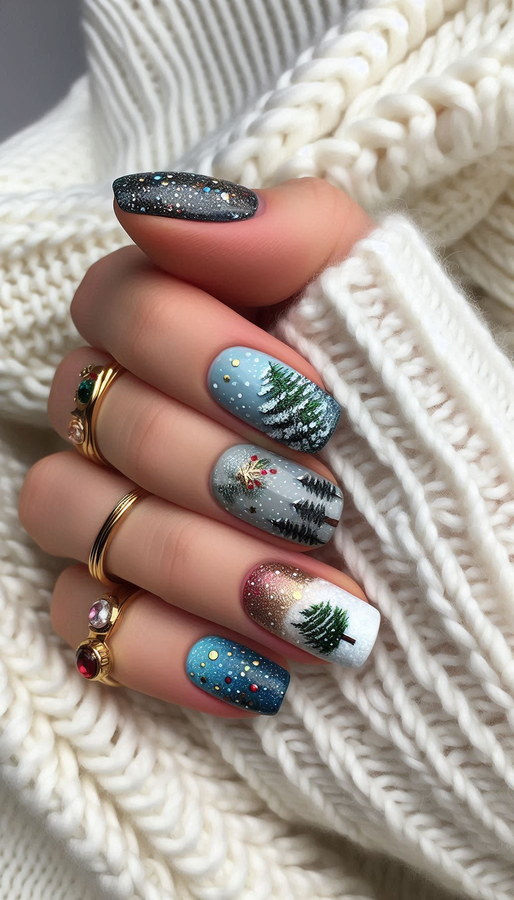 75+ Christmas Nail Art Ideas: Dazzling Holiday Styles | Pocoko Nail the winter wonderland vibe with these snowfall-inspired designs. Your nails will sparkle like fresh snow under the moonlight!