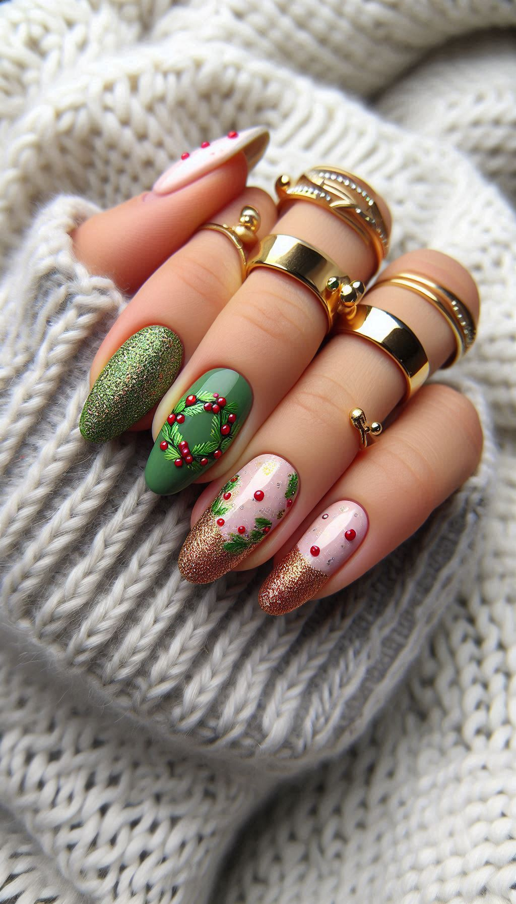 75+ Christmas Nail Art Ideas: Dazzling Holiday Styles | Pocoko Christmas Nail Art Ideas: Adorn your nails with Christmas wreath-inspired designs. These festive creations are perfect for bringing a touch of holiday cheer right to your fingertips!