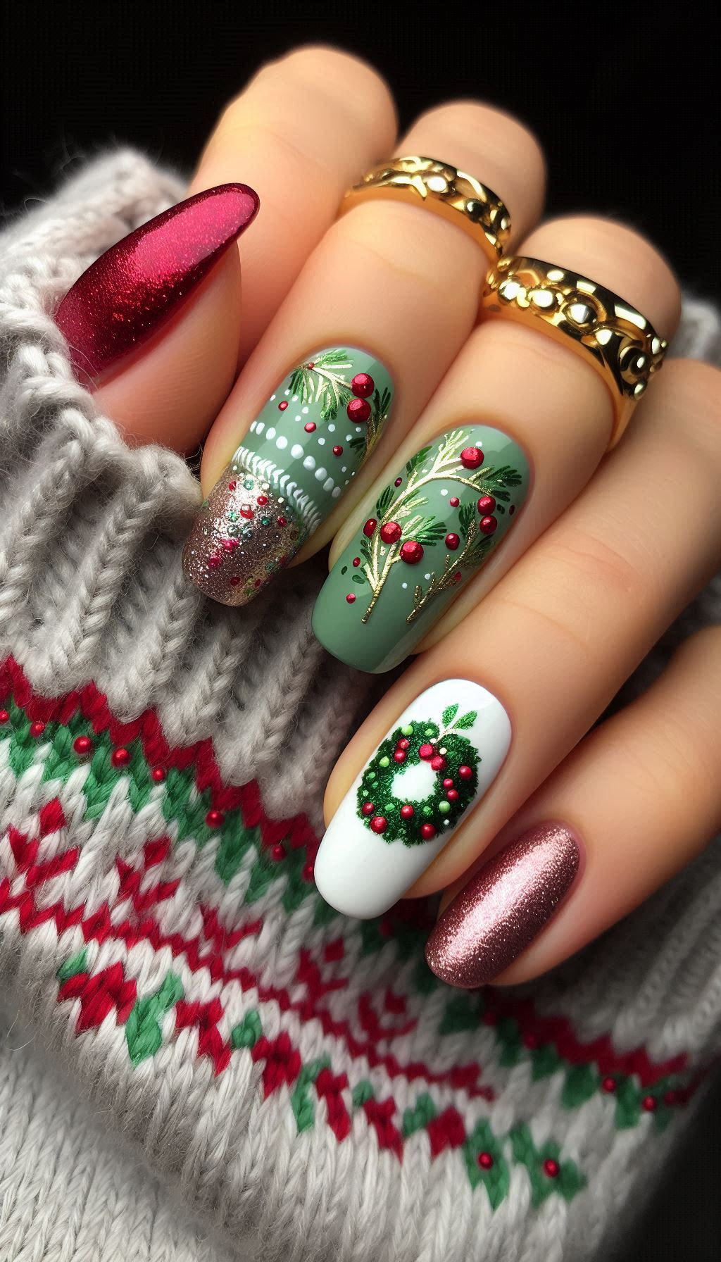 75+ Christmas Nail Art Ideas: Dazzling Holiday Styles | Pocoko Get your nails holiday-ready with these wreath-inspired designs. Twinkling lights and evergreen beauty make for a perfect festive manicure!
