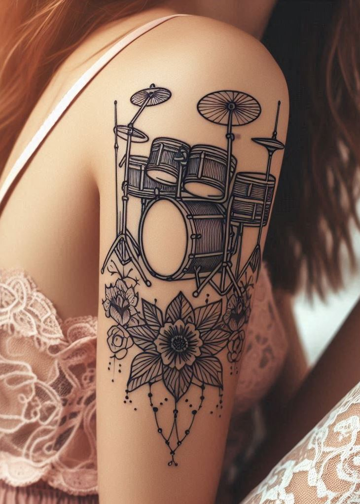 Show your love for drumming with these unique drumset tattoos. A perfect blend of art and music!
