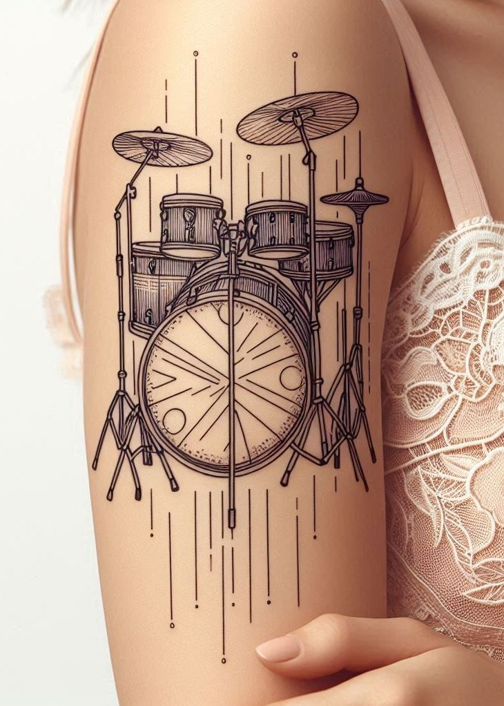 Turn your rhythm into art with these drumset tattoos. Perfect for drummers who want to make a lasting impression!