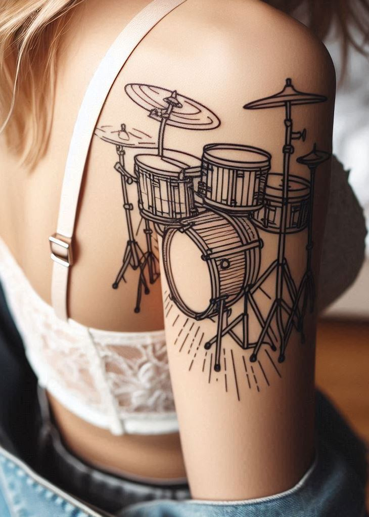 Capture the essence of your drumming passion with these drumset tattoos. A perfect mix of style and music!
