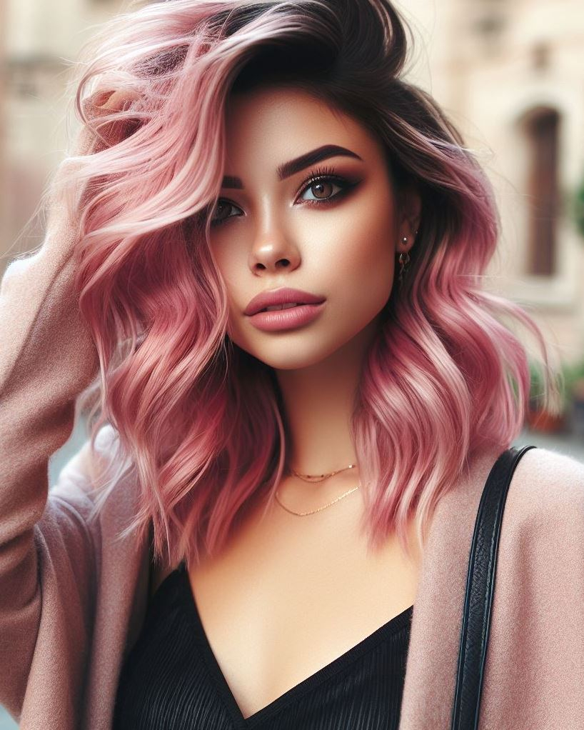 Get ready to turn heads with the sophisticated charm of dusty pink hair. Subtle, stylish, and simply gorgeous!
