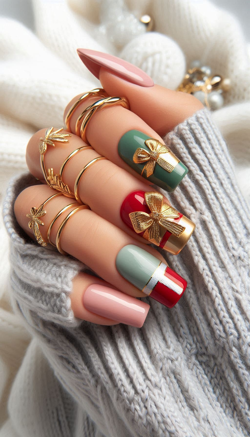 75+ Christmas Nail Art Ideas: Dazzling Holiday Styles | Pocoko Christmas Nail Art Ideas: Wrap your nails in holiday cheer with these gift-inspired designs! Perfect for adding a touch of festive fun to your look.