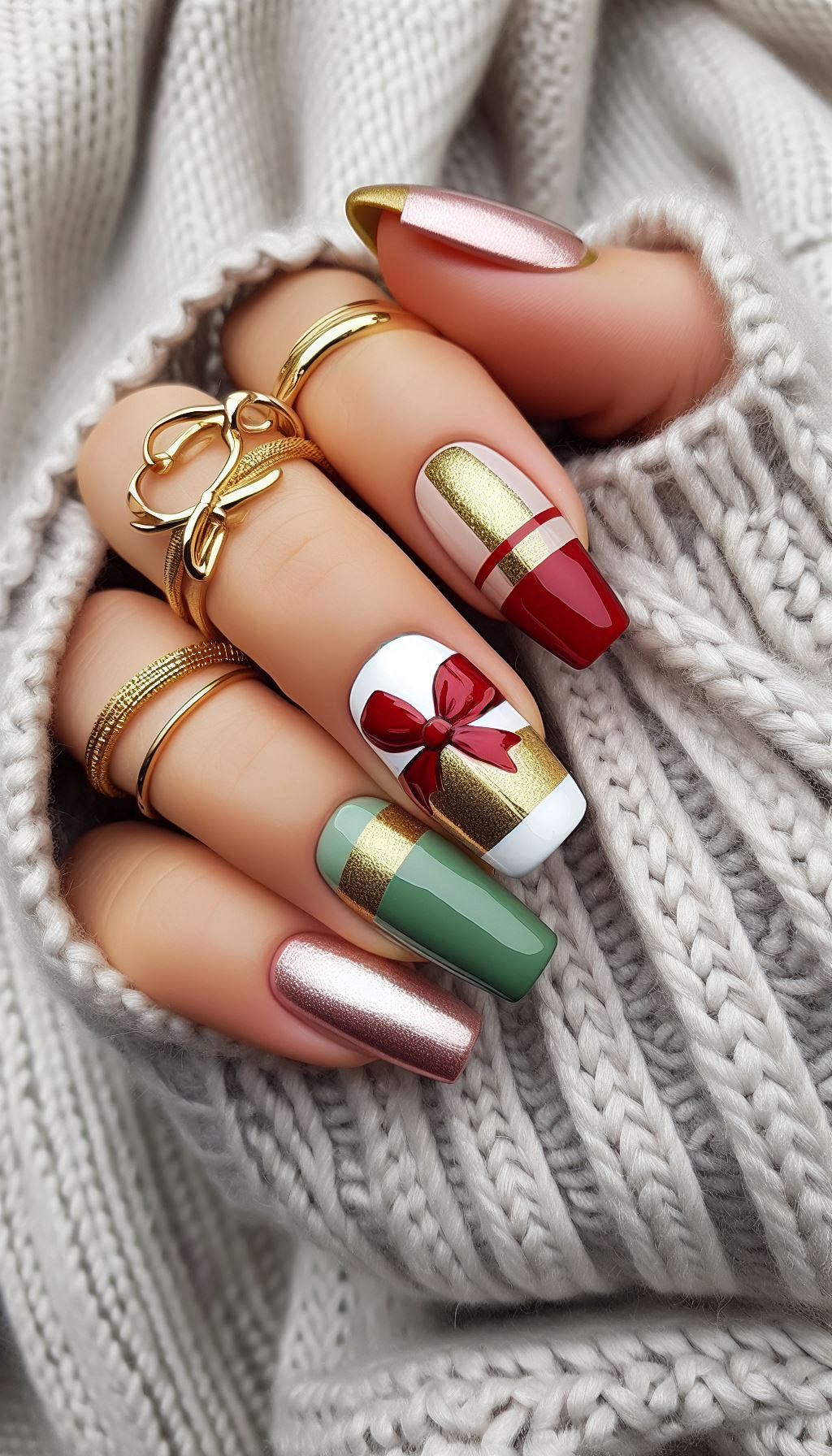 75+ Christmas Nail Art Ideas: Dazzling Holiday Styles | Pocoko Wrap up your holiday look with these Christmas gift-inspired nail designs. Tiny bows, glitter, and festive fun await your fingertips!