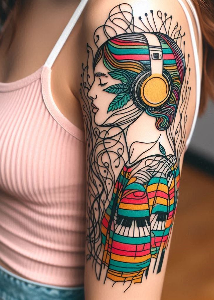 Tuned into style with music headphones tattoos. Perfect for those who live life with a soundtrack!