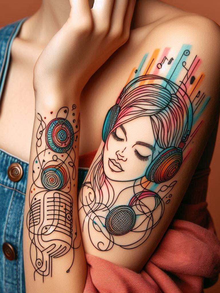 Celebrate your audiophile spirit with these music headphone tattoos. Bold, creative, and tuned to perfection!