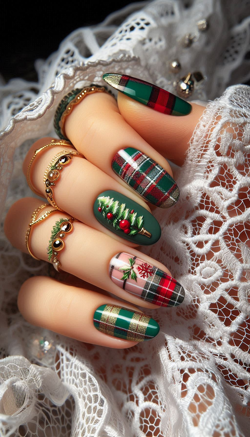75+ Christmas Nail Art Ideas: Dazzling Holiday Styles | Pocoko Get cozy with plaid! These Christmas nail designs bring the timeless charm of plaid to your fingertips, perfect for a festive and stylish holiday look.