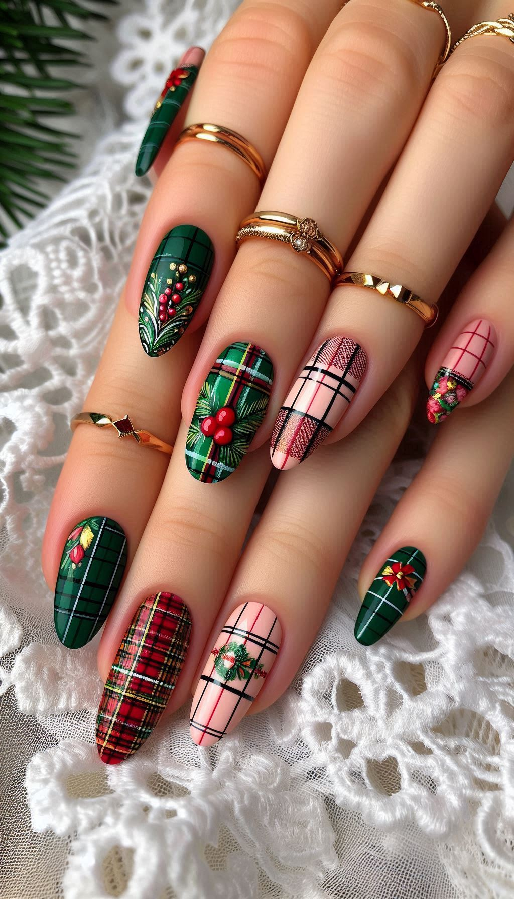 75+ Christmas Nail Art Ideas: Dazzling Holiday Styles | Pocoko Christmas Nail Art Ideas: Channel holiday coziness with these plaid-themed nail designs. Perfect for giving your nails a festive, wintery vibe this Christmas season!