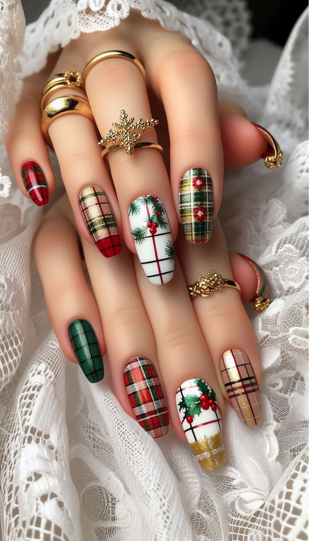 75+ Christmas Nail Art Ideas: Dazzling Holiday Styles | Pocoko Nail the holiday spirit with these plaid-inspired designs. Whether it's a subtle accent or a full plaid makeover, your nails will be merry and bright!