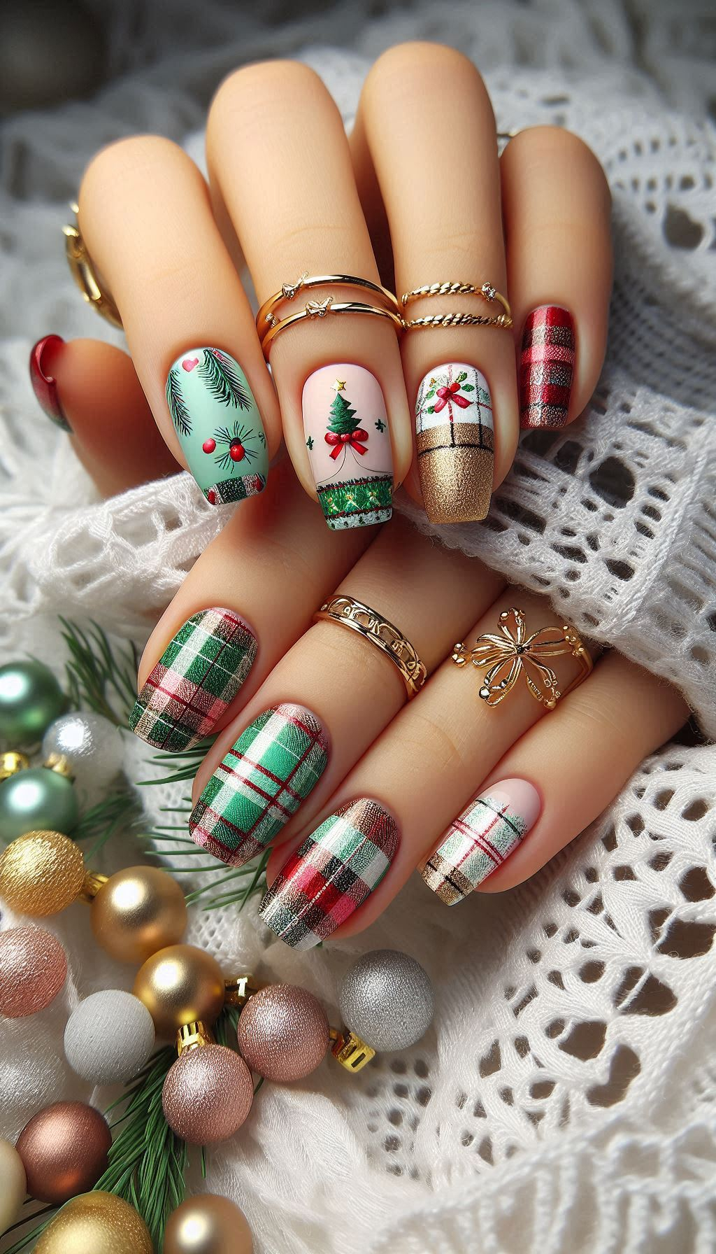 75+ Christmas Nail Art Ideas: Dazzling Holiday Styles | Pocoko Tartan up your Christmas nail game with these plaid designs. Perfect for adding a touch of holiday cheer to your fingertips!