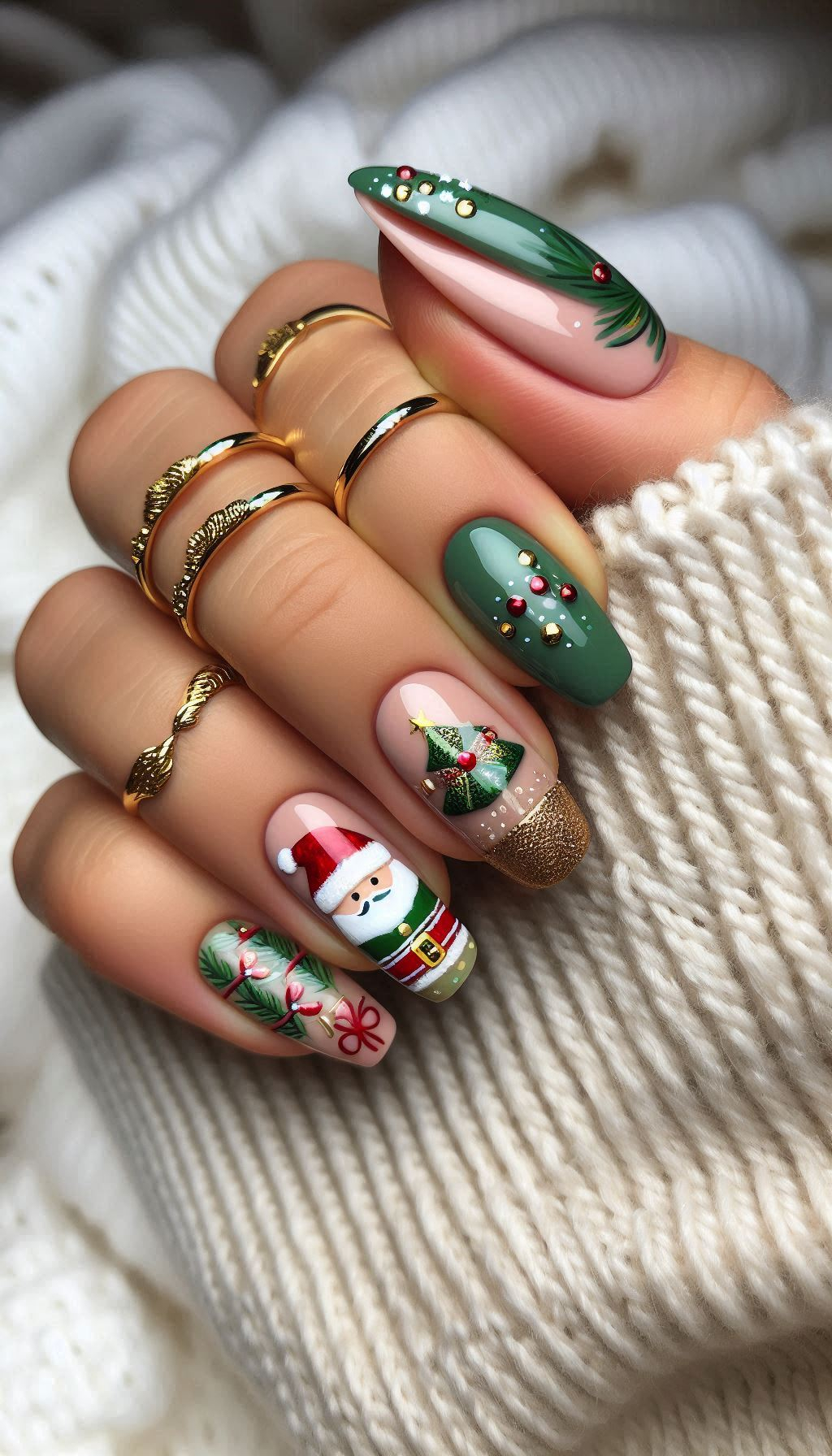 75+ Christmas Nail Art Ideas: Dazzling Holiday Styles | Pocoko Santa's got a new sleigh... your nails! These Santa Claus-themed designs are perfect for spreading holiday joy and magic.