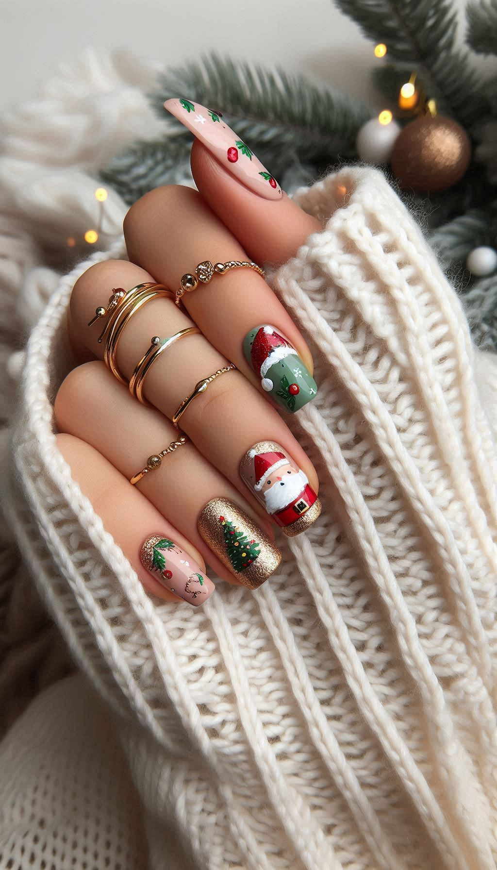 75+ Christmas Nail Art Ideas: Dazzling Holiday Styles | Pocoko Santa's workshop called—they want your nails to look festive! Try these Santa Claus-themed nail art ideas for a touch of Christmas magic.