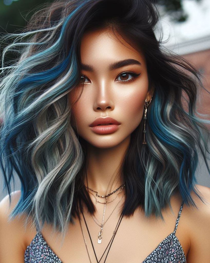 Transform your look with silver electric blue hair. Bold, edgy, and perfect for making a statement!