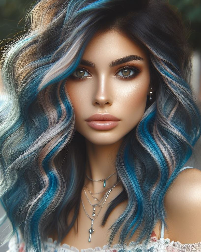 Get ready to dazzle with silver electric blue hair. This electrifying trend is perfect for making a stylish statement!