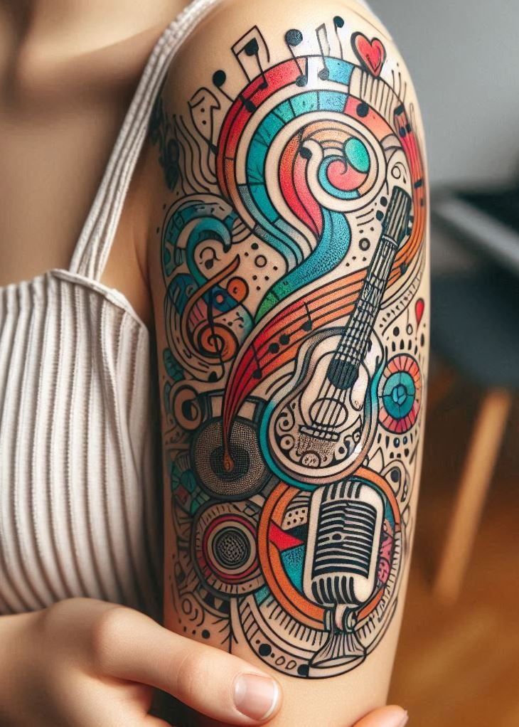Express your inner rockstar with these guitar tattoo inspirations. A perfect blend of music and ink!