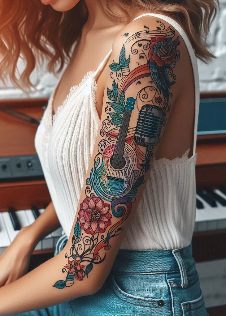 Celebrate your musical journey with these guitar tattoos. Each design is a tribute to your favorite instrument!