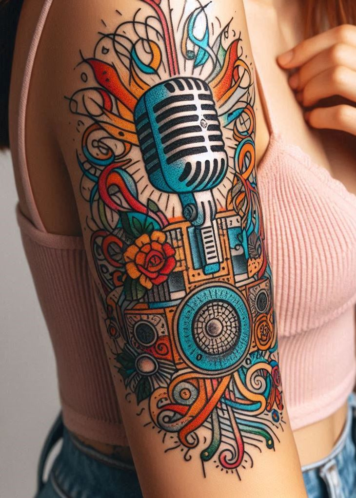 Turn up the volume on your tattoo game with vintage microphone designs. Perfect for those who want to ink their love for music!