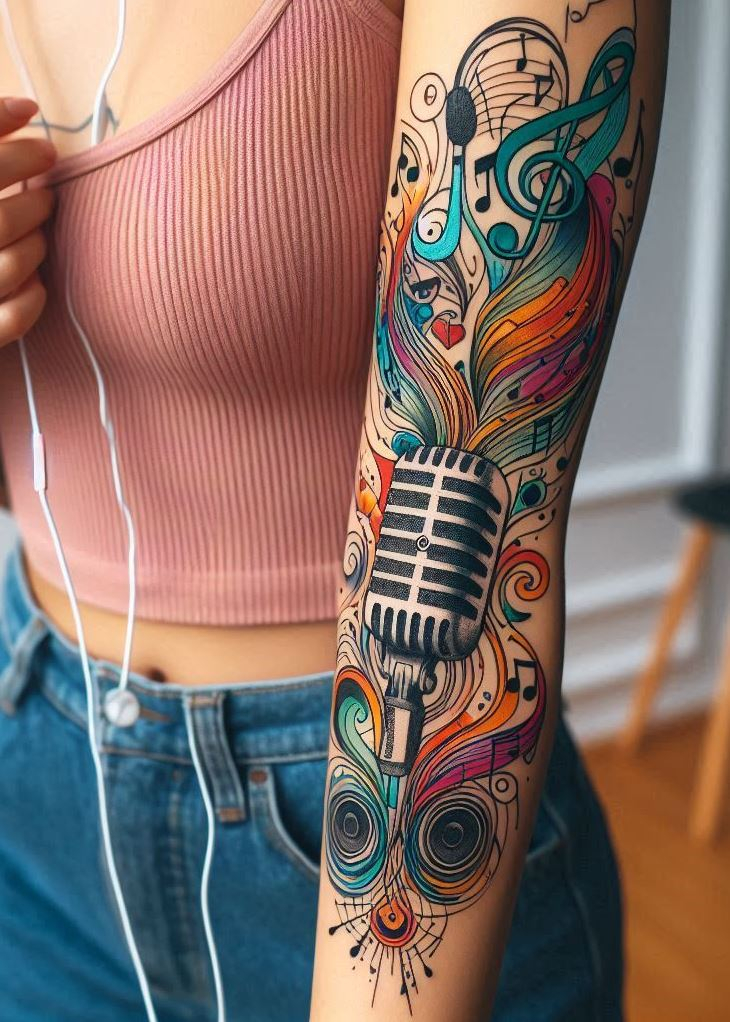 Get ready to rock the old-school vibe with these vintage microphone tattoos. A timeless tribute to your musical passion!