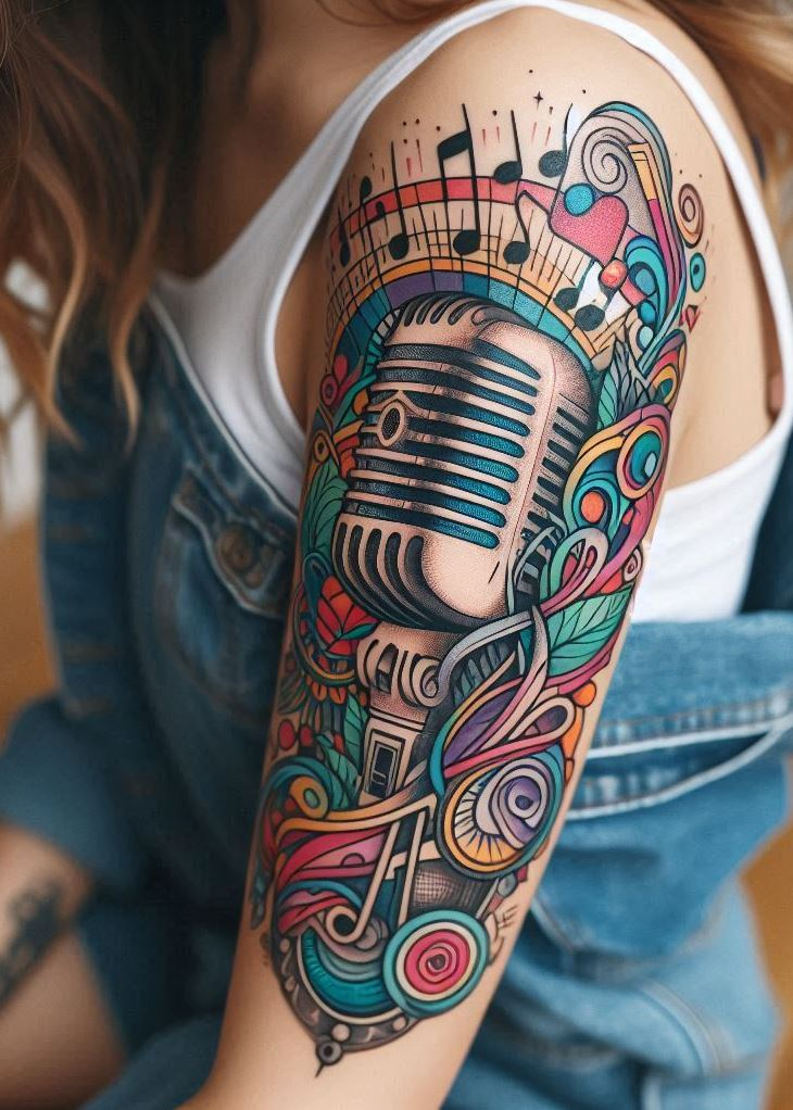 Sing your heart out with these stunning vintage microphone tattoos. Perfect for music lovers with a flair for the classic!