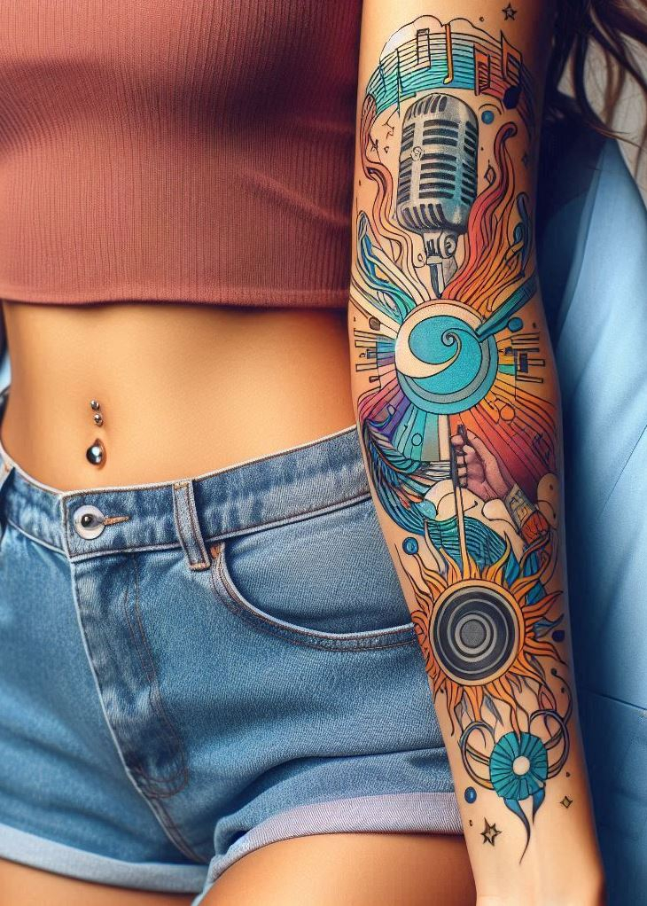 Elevate your ink with these vintage microphone tattoos. Ideal for those who cherish the golden age of music!