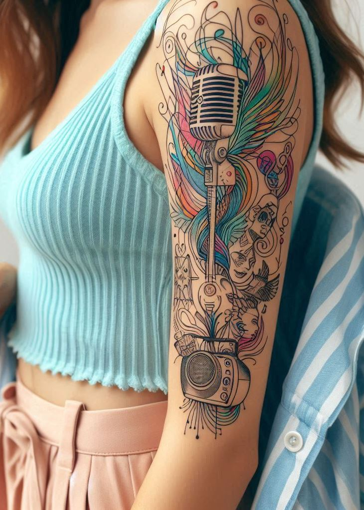 Ready to amplify your style? Check out these vintage microphone tattoos that blend retro charm with modern flair!