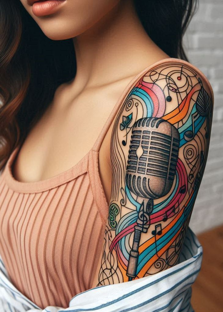 Make a statement with vintage microphone tattoos. Bold, iconic, and perfect for those who love a touch of nostalgia!