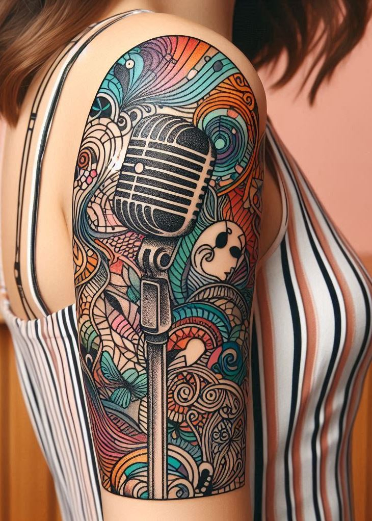 Sing your heart out with these stunning vintage microphone tattoos. Perfect for music lovers with a flair for the classic!