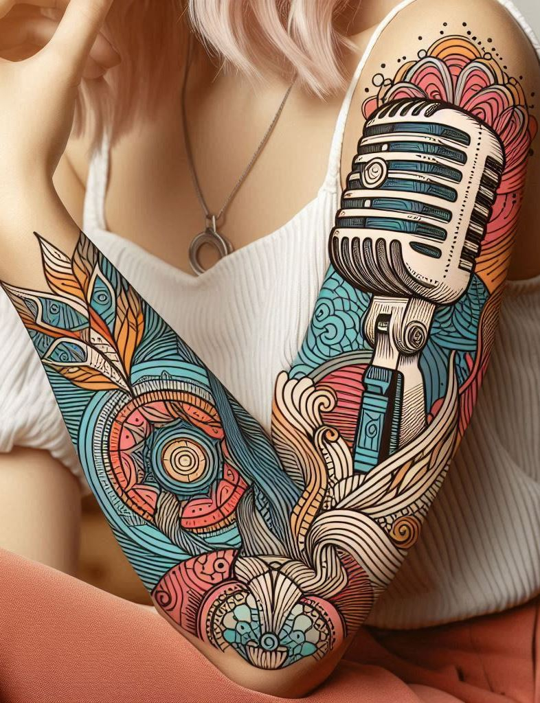 Elevate your ink with these vintage microphone tattoos. Ideal for those who cherish the golden age of music!