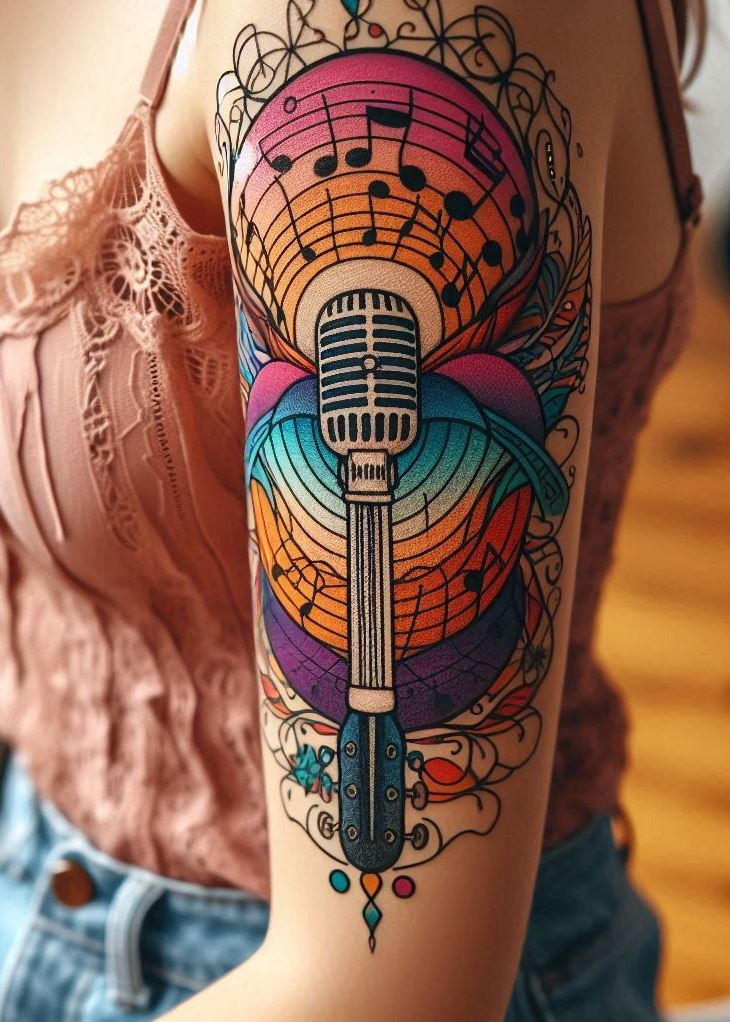 Make a statement with vintage microphone tattoos. Bold, iconic, and perfect for those who love a touch of nostalgia!