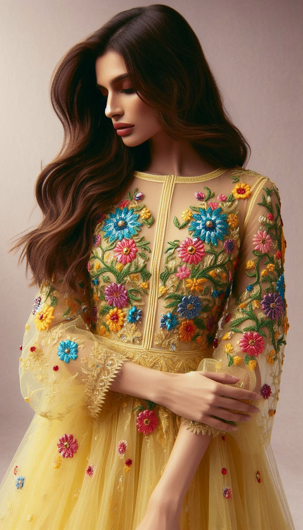 Feel like a ray of sunshine in this bright yellow floral lace embroidered dress. It's the ultimate expression of joy and elegance!