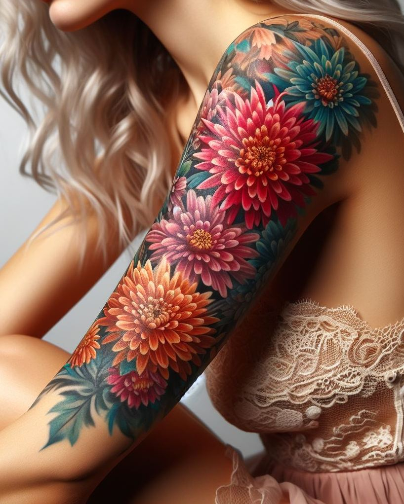 Decode Your Destiny: Meaningful Birth Flower Tattoo Ideas | Pocoko Celebrate November with a vibrant Chrysanthemum tattoo. These stunning blooms symbolize joy and longevity, adding a touch of elegance and warmth to your ink!