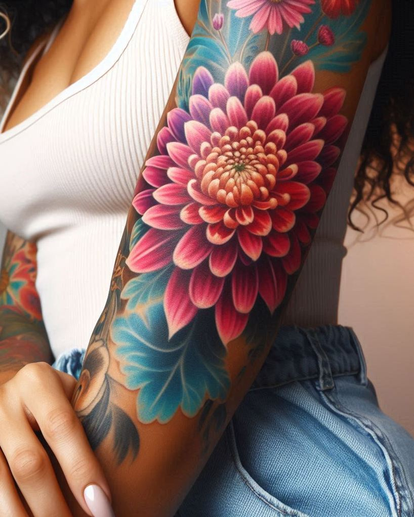 Decode Your Destiny: Meaningful Birth Flower Tattoo Ideas | Pocoko Bring the essence of November to your skin with a Chrysanthemum tattoo. These flowers symbolize resilience and joy, making them a perfect choice for your next ink!