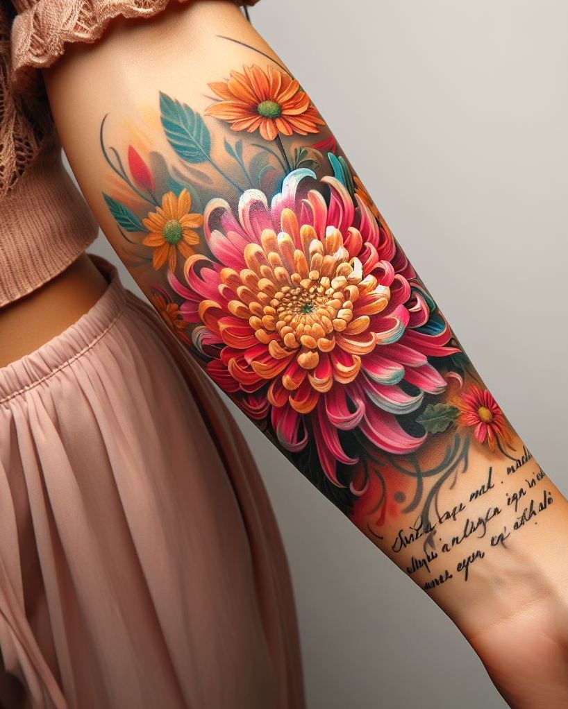 Decode Your Destiny: Meaningful Birth Flower Tattoo Ideas | Pocoko Celebrate your November birthday with a stunning Chrysanthemum tattoo. These beautiful blooms capture the essence of autumn and add a touch of sophistication to your ink!